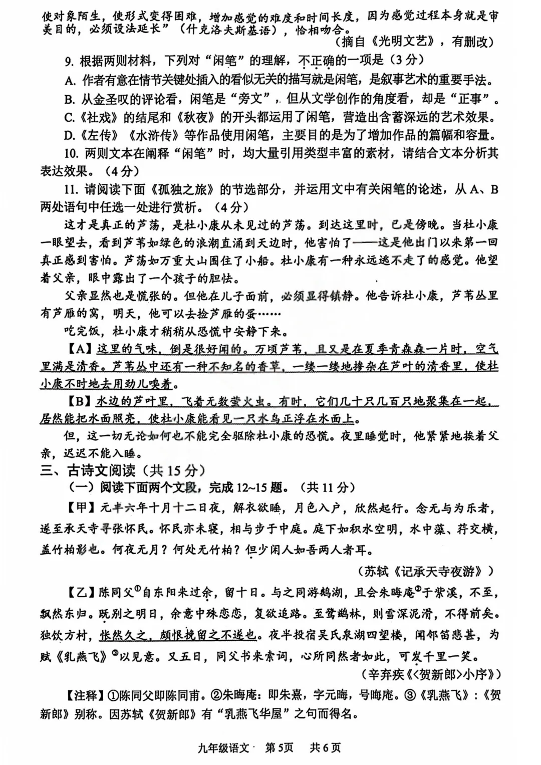 2026年安阳市中考一模(7科全)试卷及答案 第5张