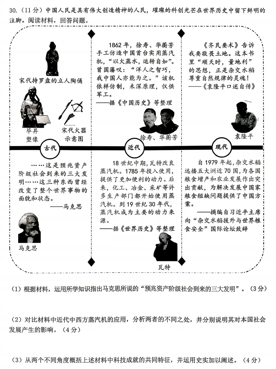 【中考一模28】26西湖区一模社会试题答案解析 (可下载+首发0501) 第9张