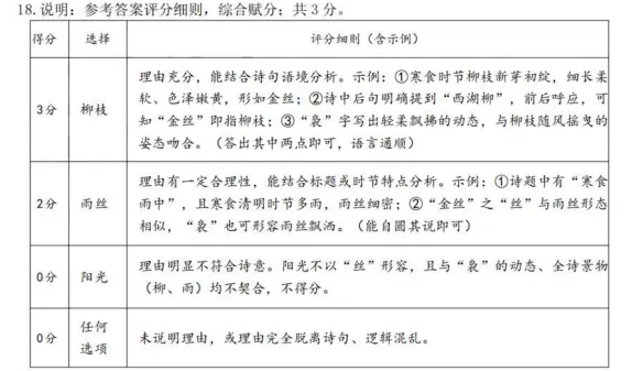 杭州临安市九年级中考语文一模卷参考答案 第4张