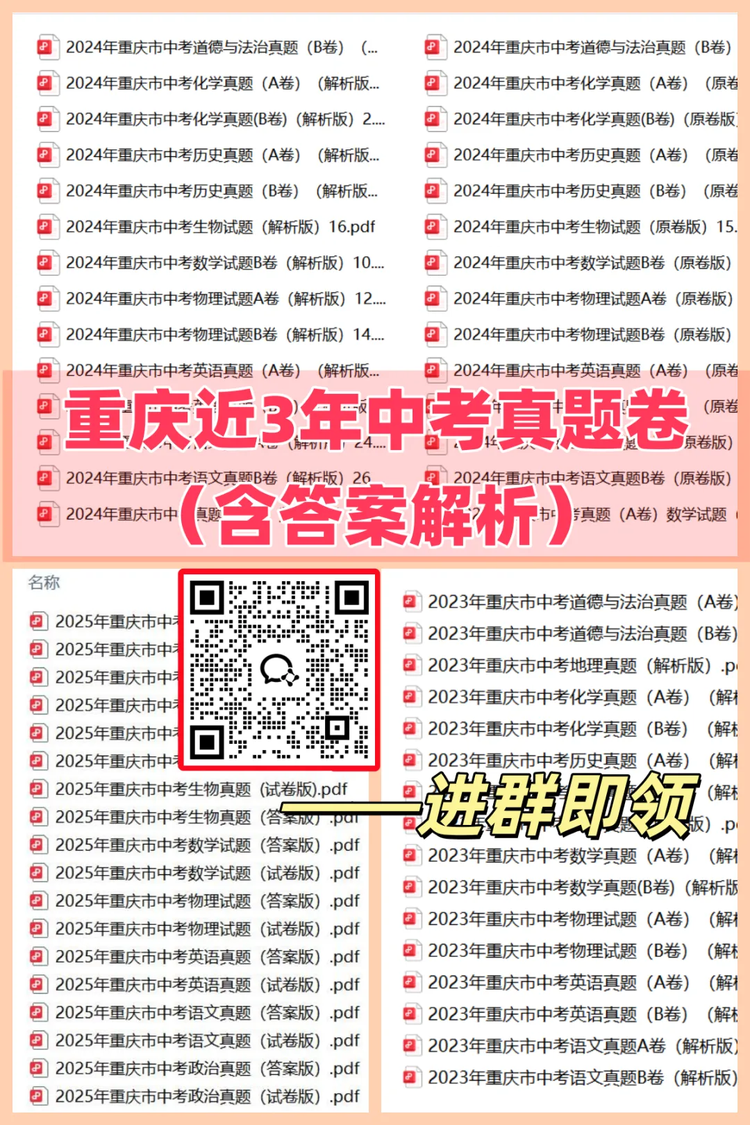 初三家长必领!近3年重庆中考真题卷(含答案)来了 第9张