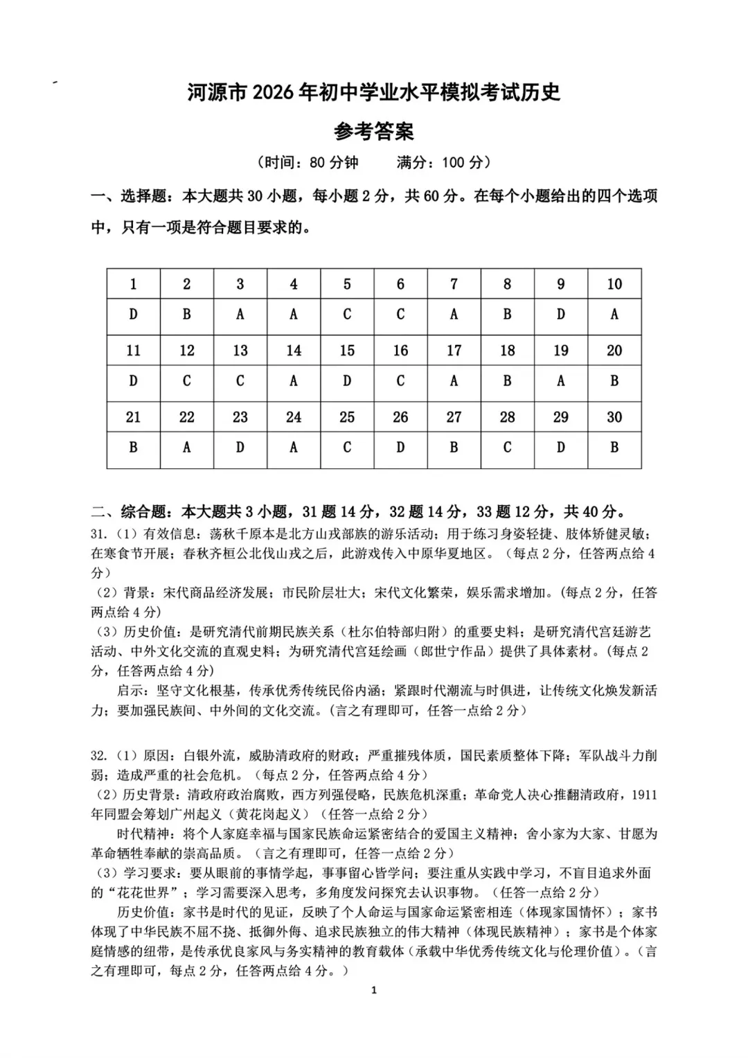 中考一模|2026年广东省河源市中考一模真题汇总 第11张