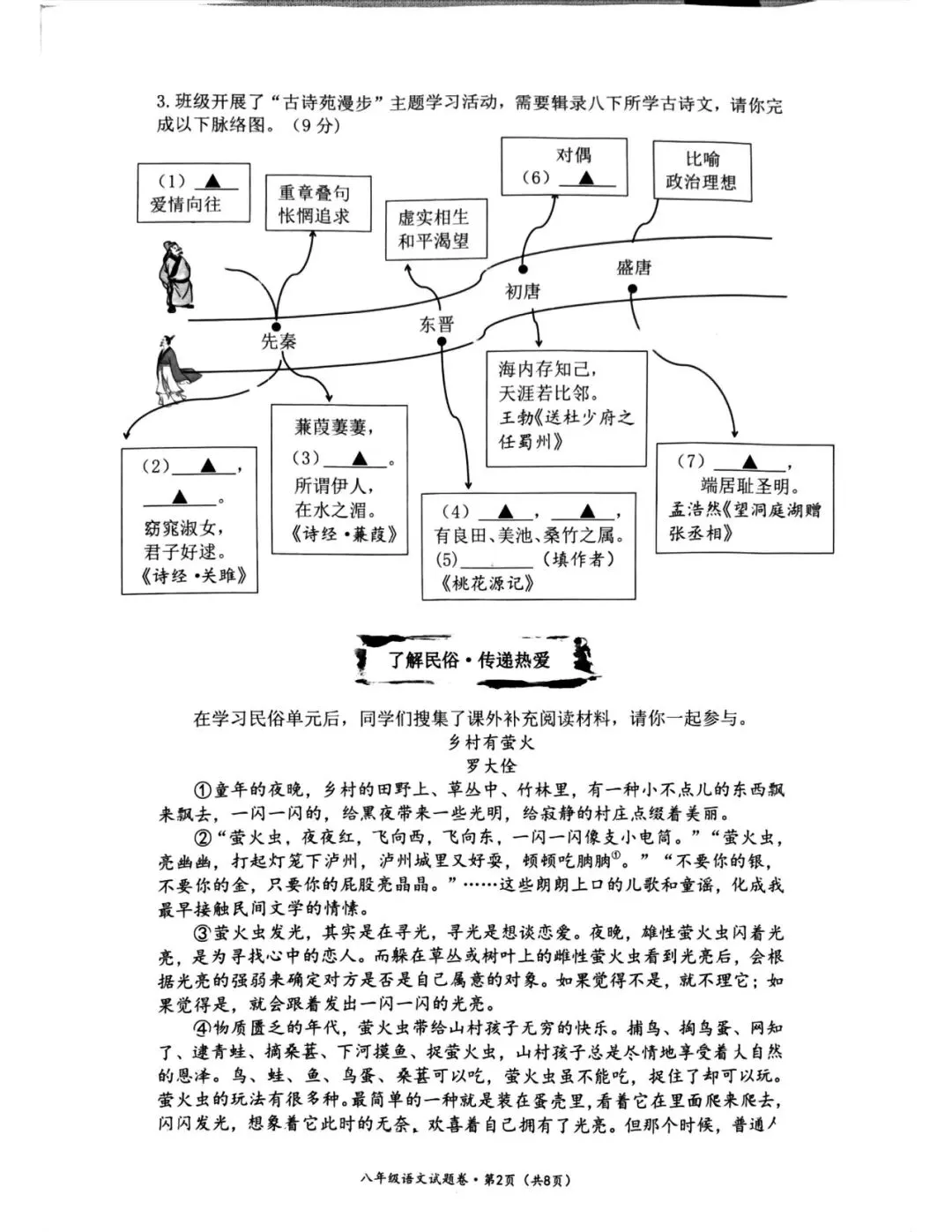 十三中八年级语文期中考 第2张