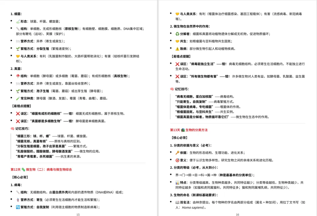 60 天吃透生物!中考核心考点读背清单 + 每日打卡,轻松逆袭提分 第11张