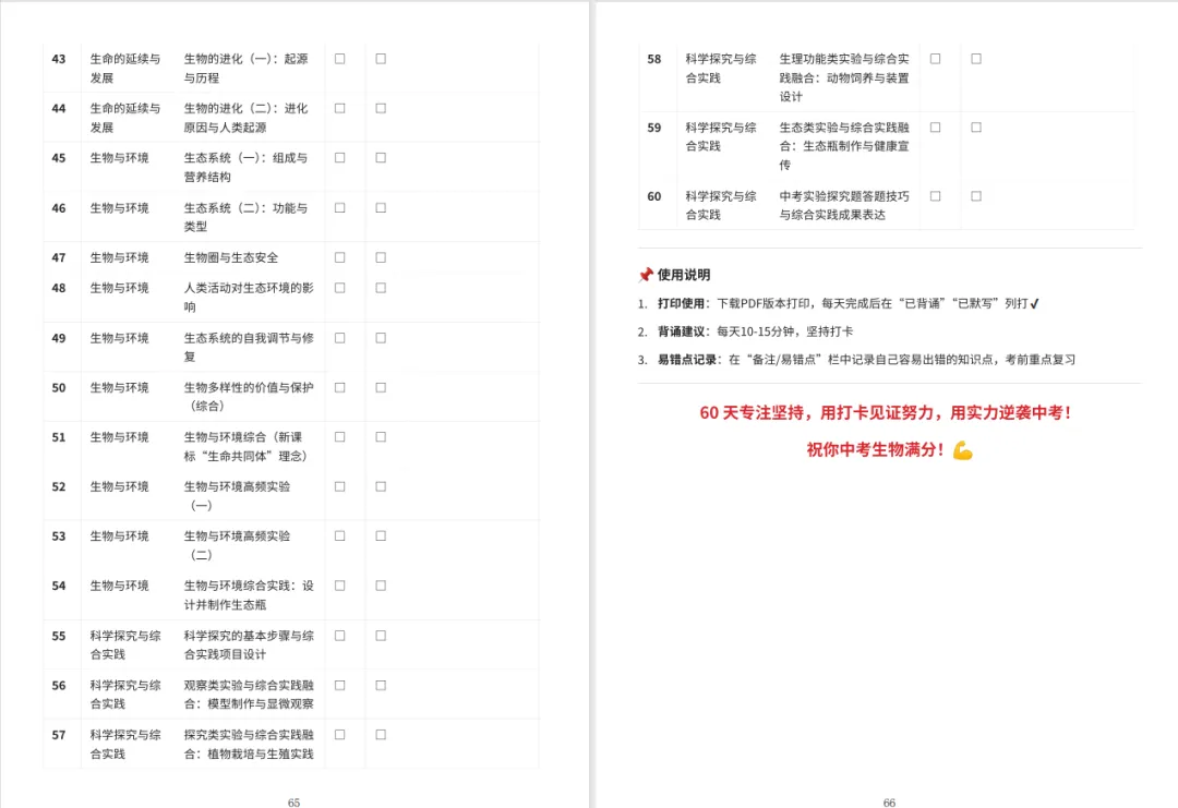 60 天吃透生物!中考核心考点读背清单 + 每日打卡,轻松逆袭提分 第17张