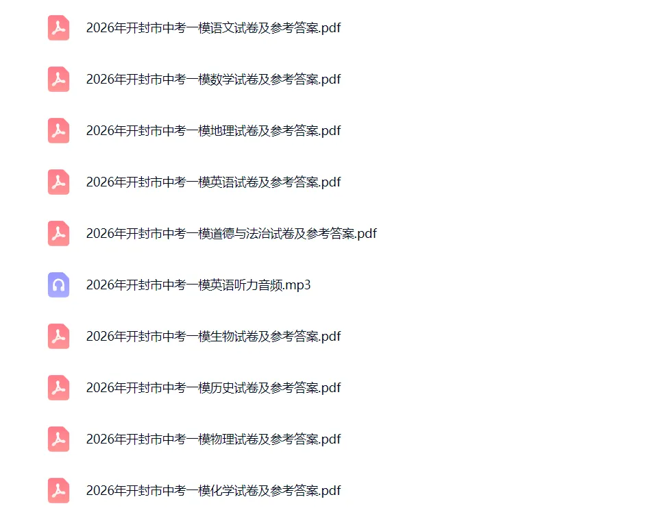 【中考模拟】【开封一模】开封市2025-2026学年中考一模(9科试卷及答案)+听力+电子版+抓紧收藏-可下载打印!! 第2张