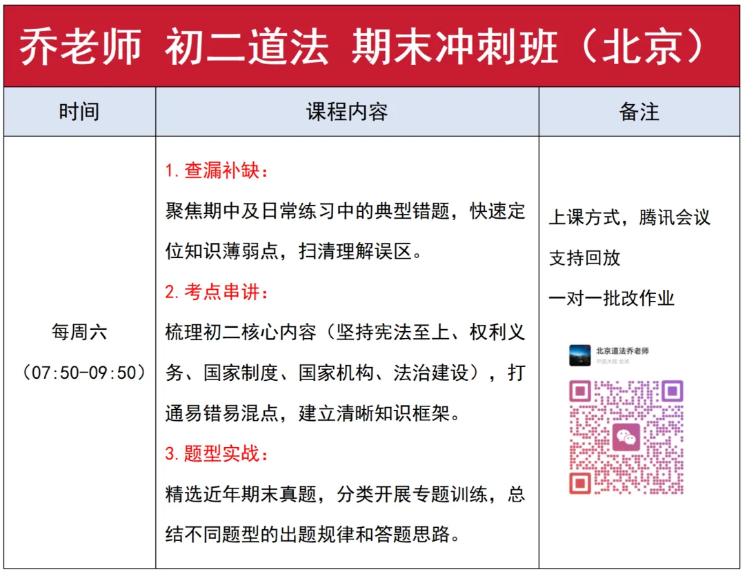 北京师范大学附属中学初二道法期中试卷 第10张