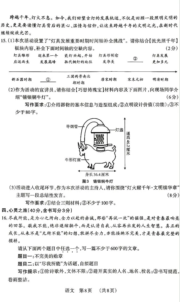 2026中考语文B卷模考三 第8张