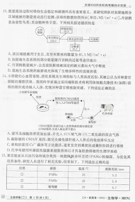 河南省2026年高三模拟测试(二)生物学试题及答案 第6张