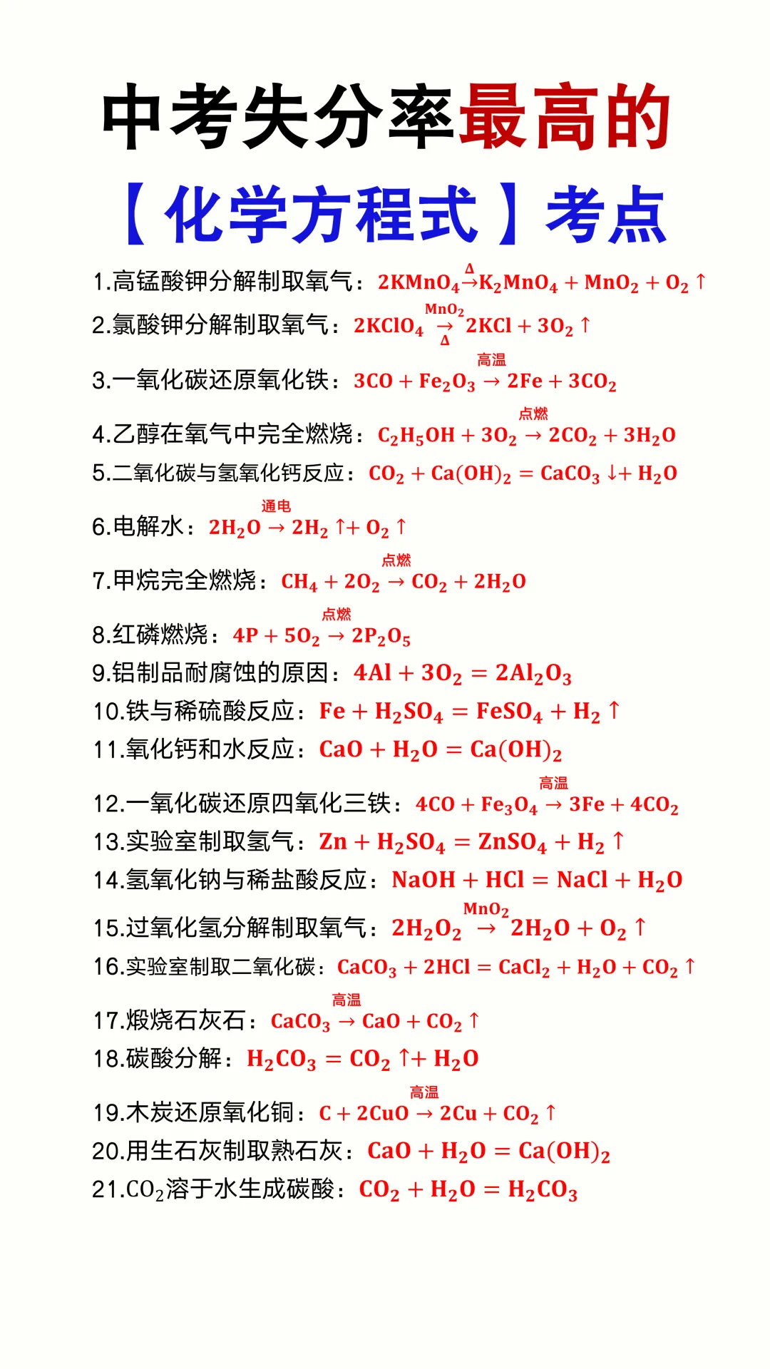 中考失分率最高的【化学方程式】考点,考前重点掌握! 第3张