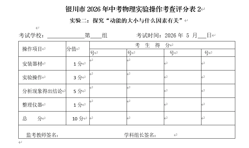 银川中考物理化学实验时间公布了 第6张