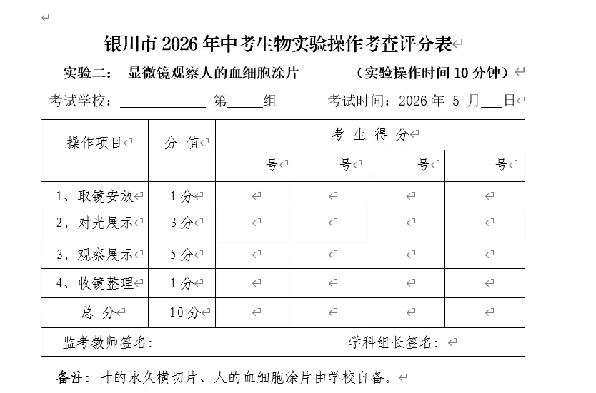 银川中考物理化学实验时间公布了 第12张