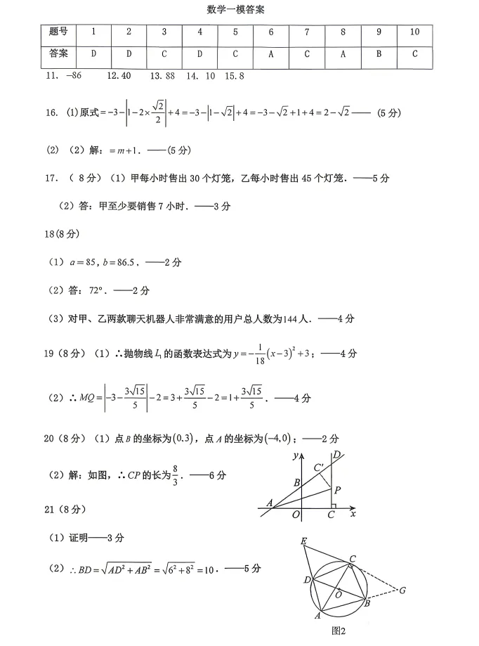 2026年4月阜新九年一模试卷+部分答案 第21张
