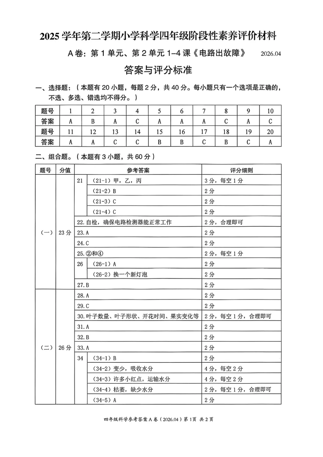 期中真题 | 浙江省温州市瑞安市2025-2026学年四年级下学期阶段性素养评价试题 第10张
