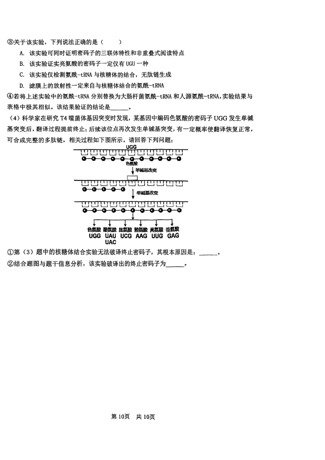 【名校好题】高一期中下生物试卷 第10张