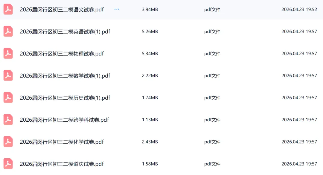 最新!2026届16个区初三二模试卷汇总! 第3张