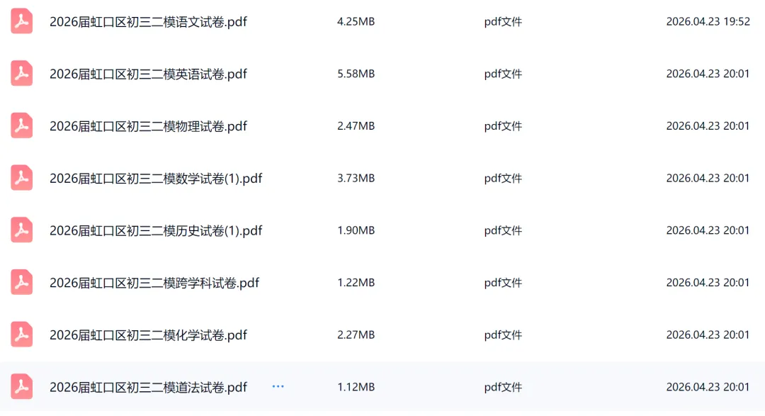 最新!2026届16个区初三二模试卷汇总! 第8张