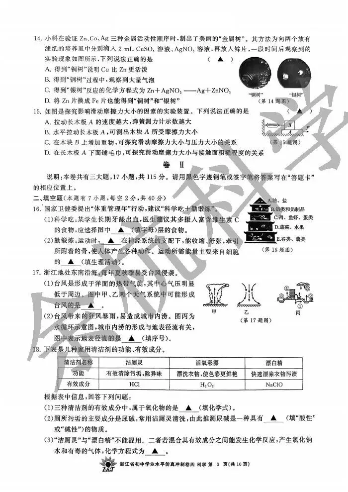 【中考模拟】2026年4月浙共体仿真冲刺卷四(附答案) 第8张
