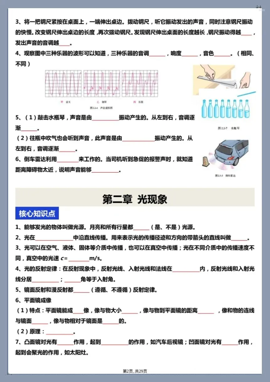 26新中考物理复习核心知识点+教材图片考点梳理(空白版+答案版)【电子版可打印!】 第2张