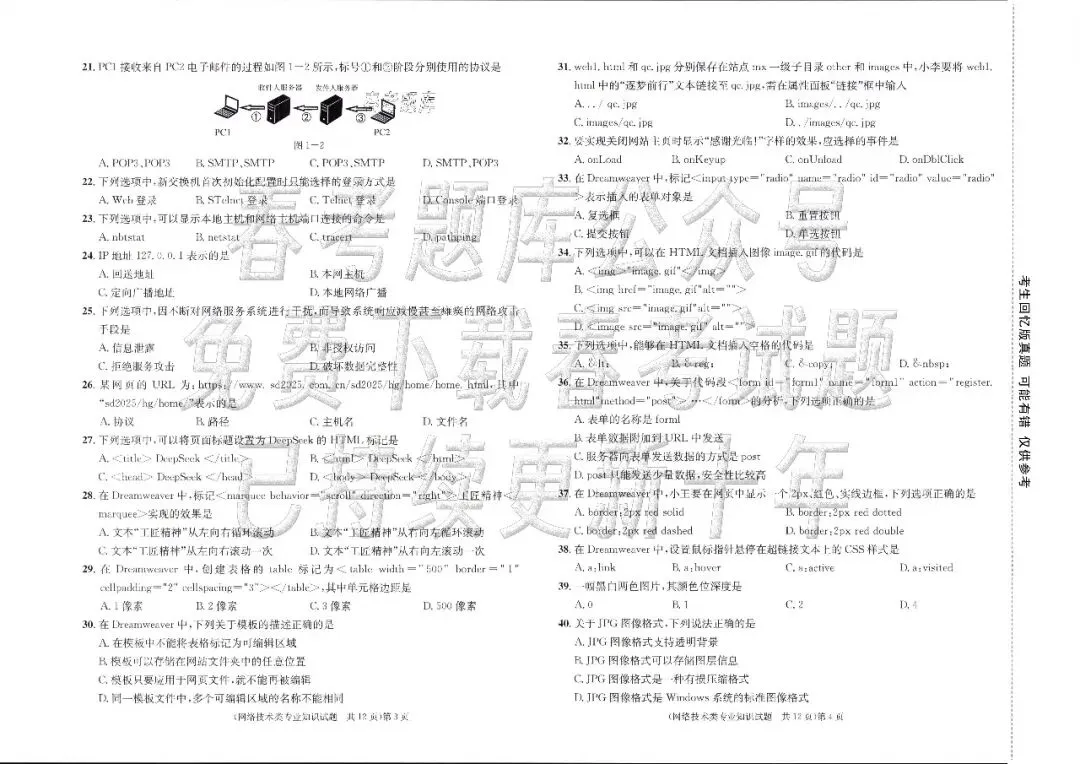 回忆版真题 | 网络技术(2023~2025年) 第3张