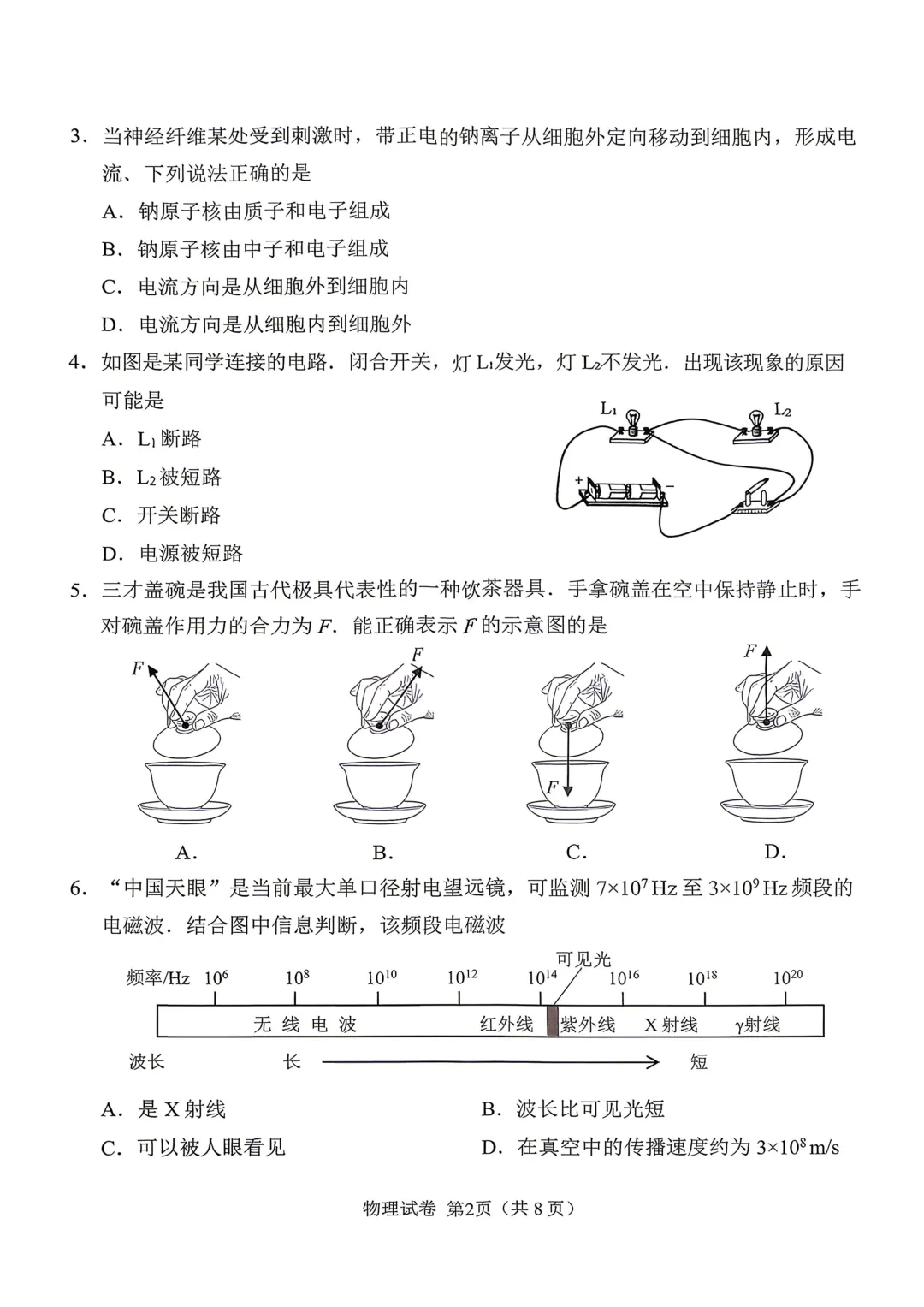 2026年广州市一模物理试卷 第2张