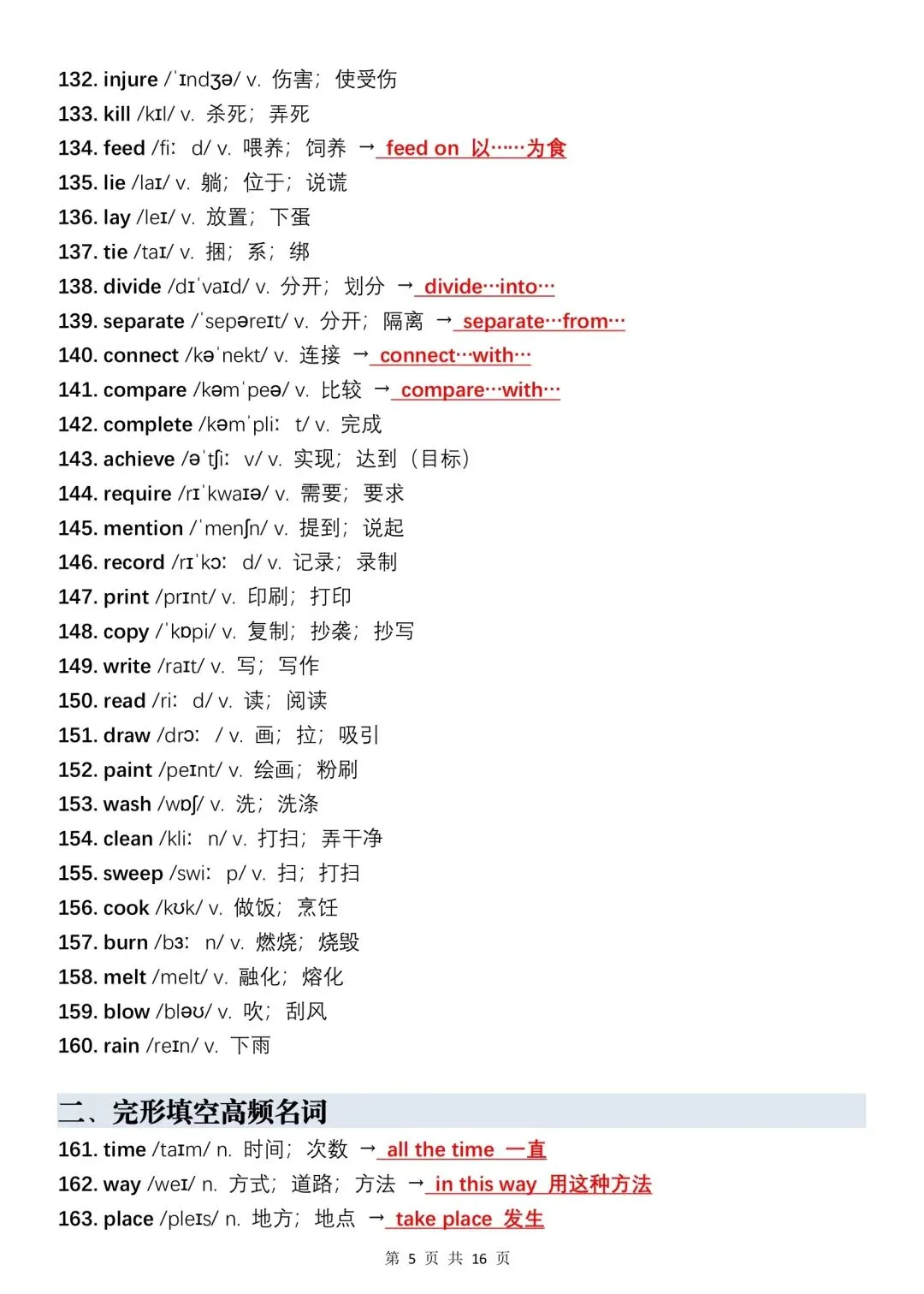 中考英语完形填空500个高频词,每天读一遍,坚持10天成绩突飞猛进 第5张