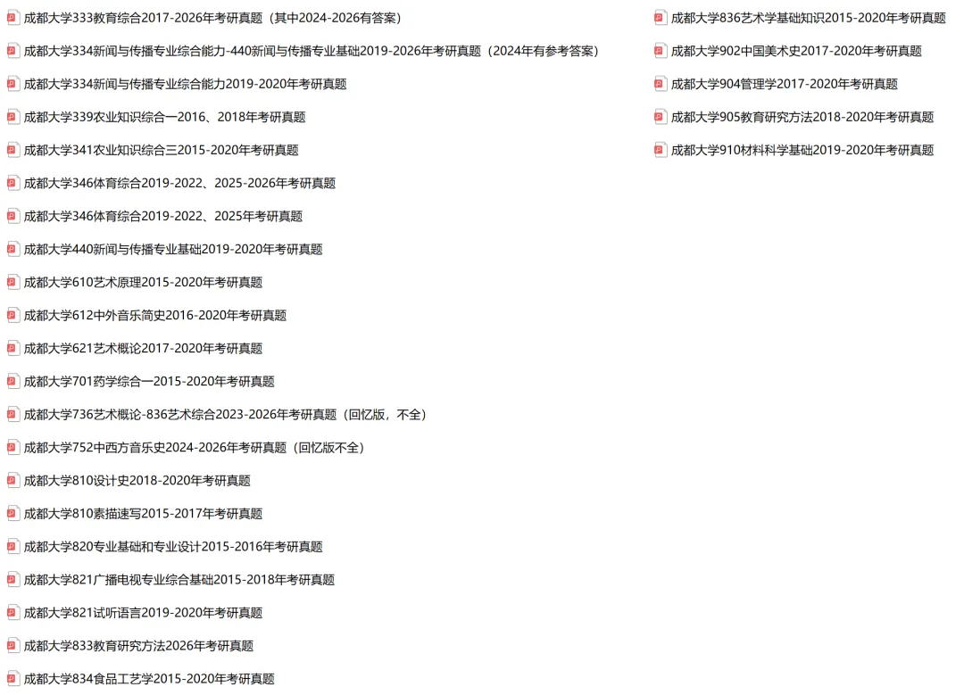 2027考研||成都大学考研专业课历年真题汇总(含2026真题+2025+2024) 第2张