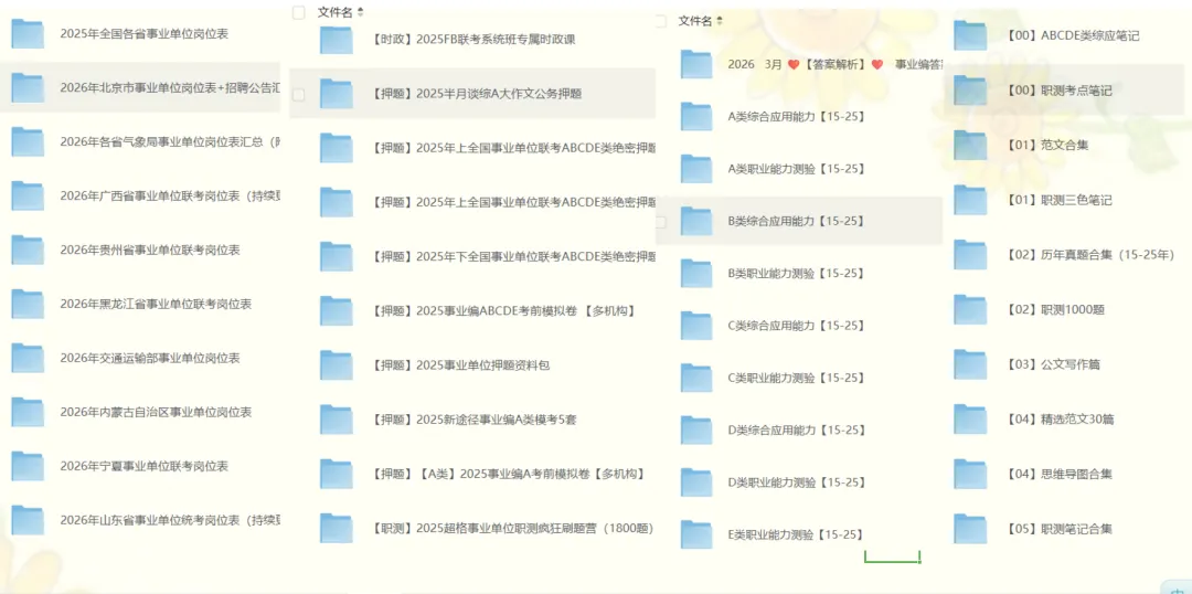 【事业单位】2026年超全事业单位考试真题课程押题备考资料合集(职测+公基+A/B/C/D/E类全覆盖)历年及答案PDF含25年+26时政热点 第1张