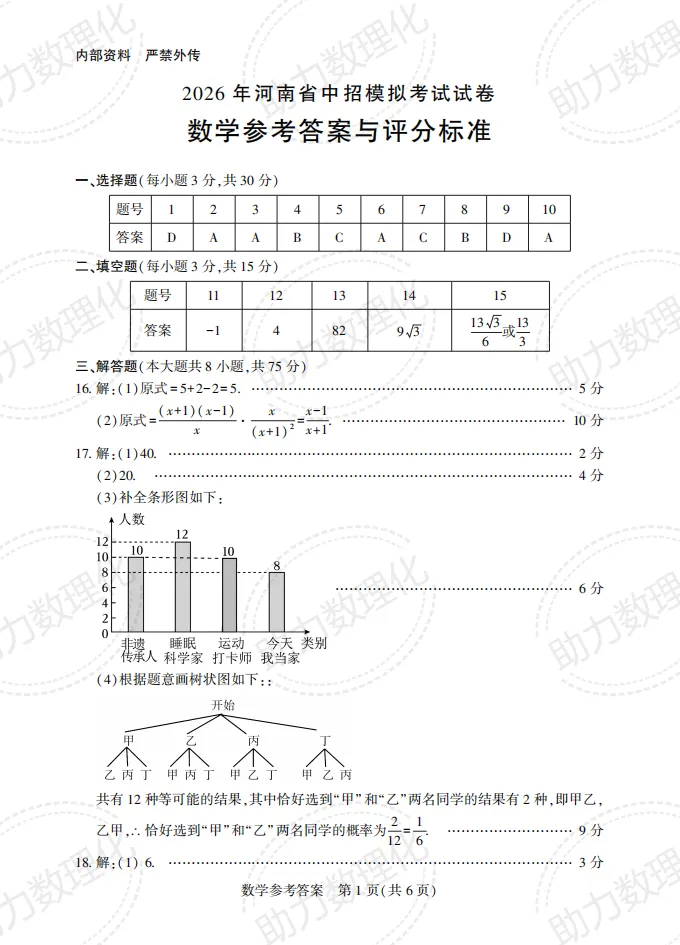 【信阳模拟】2026年信阳市潢川县、固始县中招模拟考试数学试卷及答案 第9张
