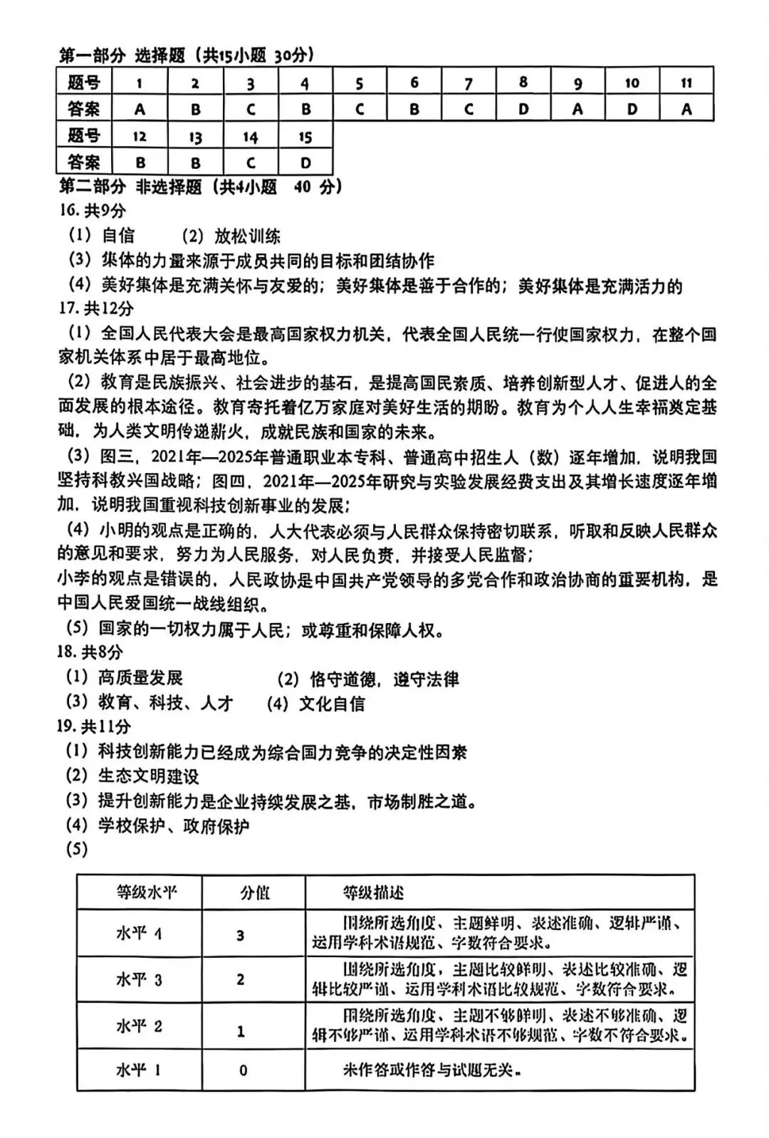 【试卷/中考】2025-2026沈阳和平区九下中考一模4月道法(含答案)可下载 第11张