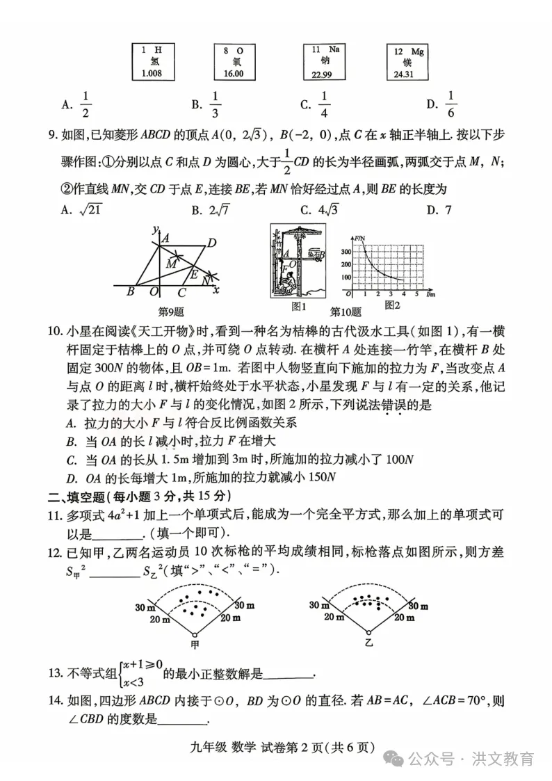 [一模]2026年洛阳市洛龙区一模试卷(7科全)试卷及参考答案 第13张