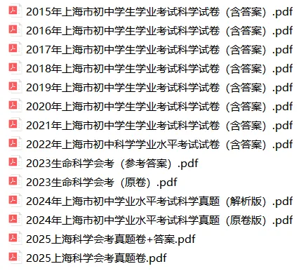 上海初中科学会考历年真题(2015-2025) 第1张
