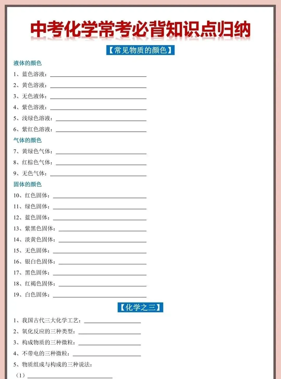 山西中考化学的分点必背 第13张