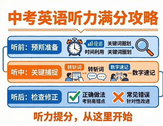 中考英语听力满分攻略:听前、听中、听后各有妙招 第1张