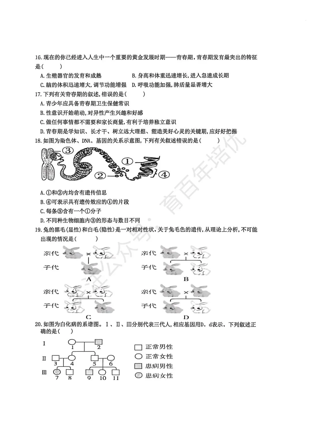 【滕州市第二次月考真题】2024-2025年北辛中学七年级下学期6月月考生物含答案 第4张