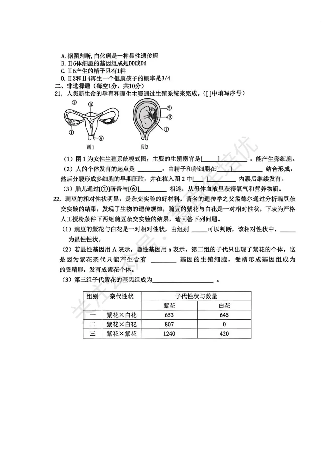 【滕州市第二次月考真题】2024-2025年北辛中学七年级下学期6月月考生物含答案 第5张