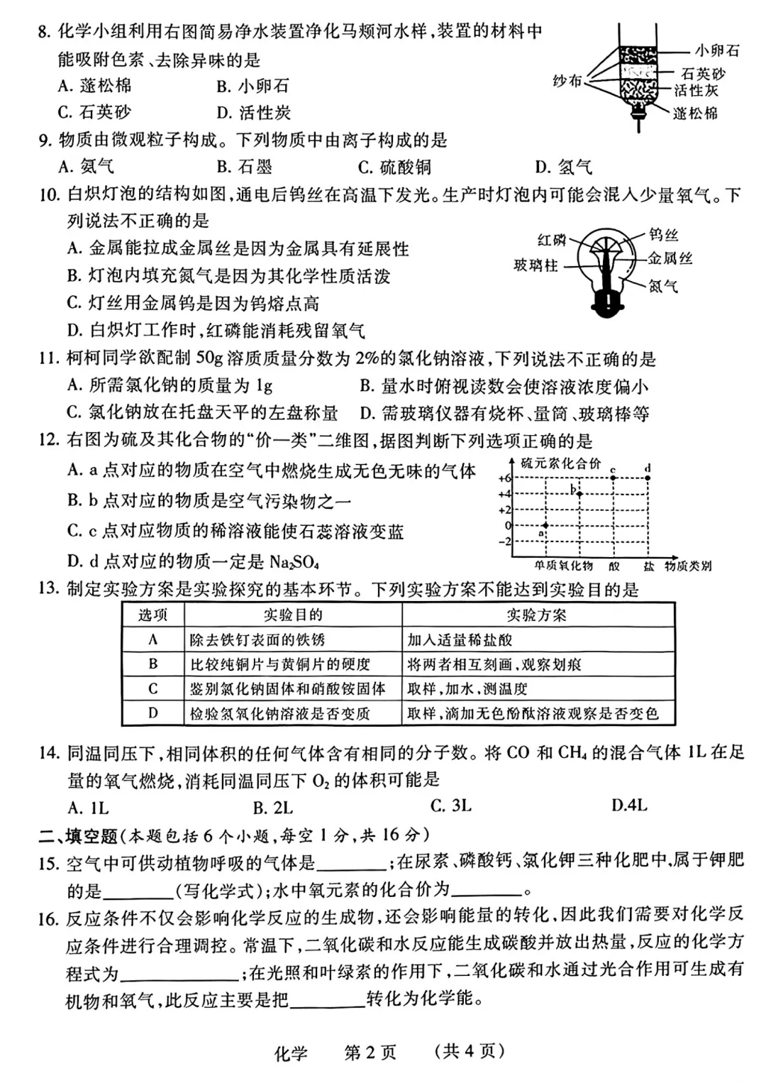 【化学】濮阳2026年中招第一次模拟考试试卷-化学+答案 第3张