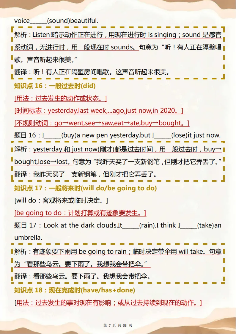中考英语语法核心知识点!包含中考必考重点内容,背完拿分直接稳了! 第7张