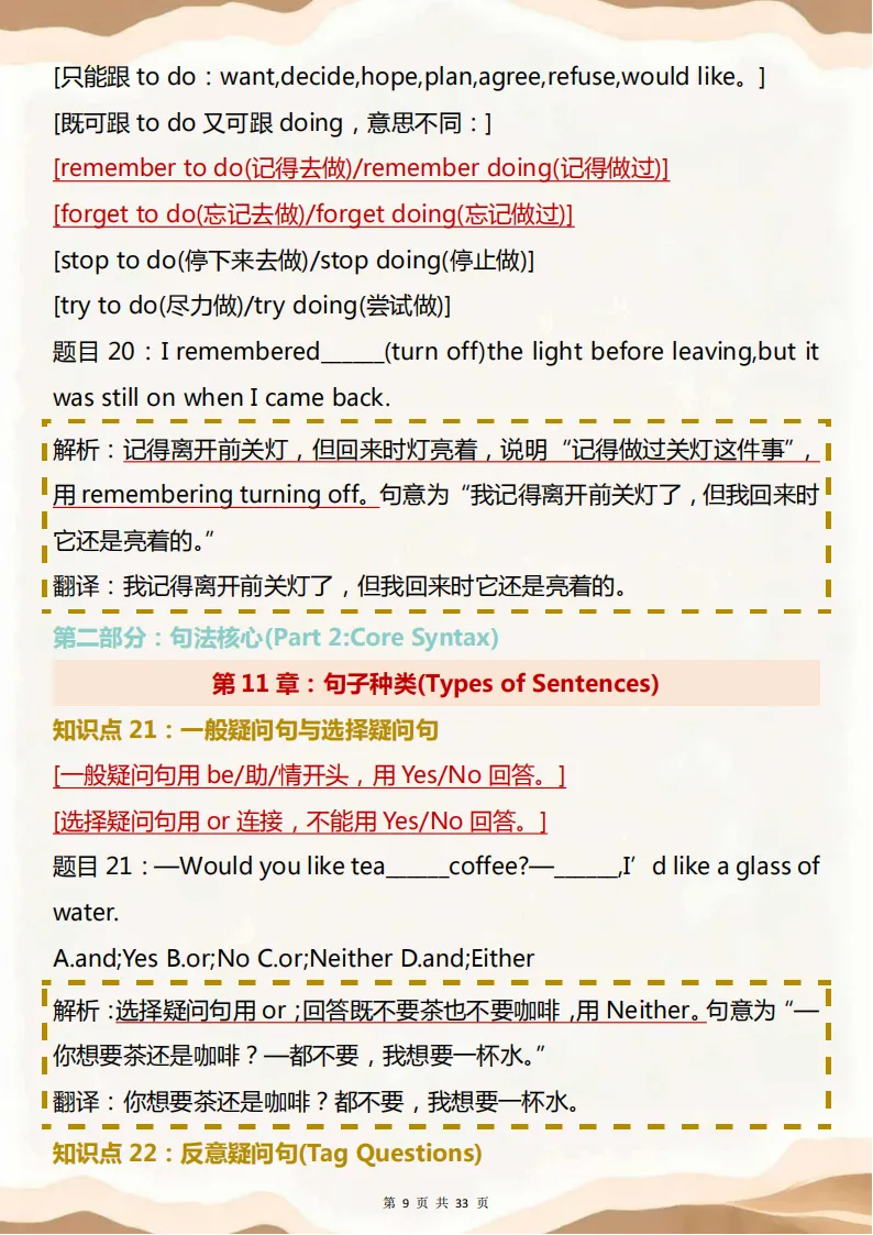 中考英语语法核心知识点!包含中考必考重点内容,背完拿分直接稳了! 第9张