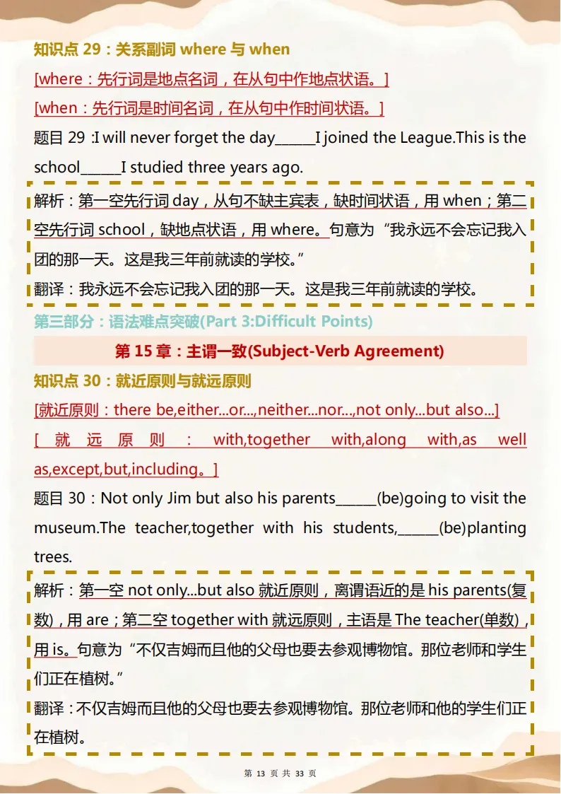 中考英语语法核心知识点!包含中考必考重点内容,背完拿分直接稳了! 第13张