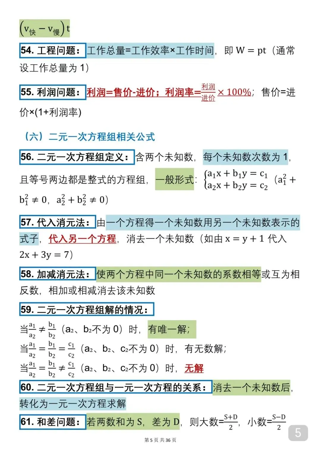 2026中考数学必背公式(可以打印出来每天早晚背诵)背下来公式再去刷题,把数学成绩提升起来 第5张