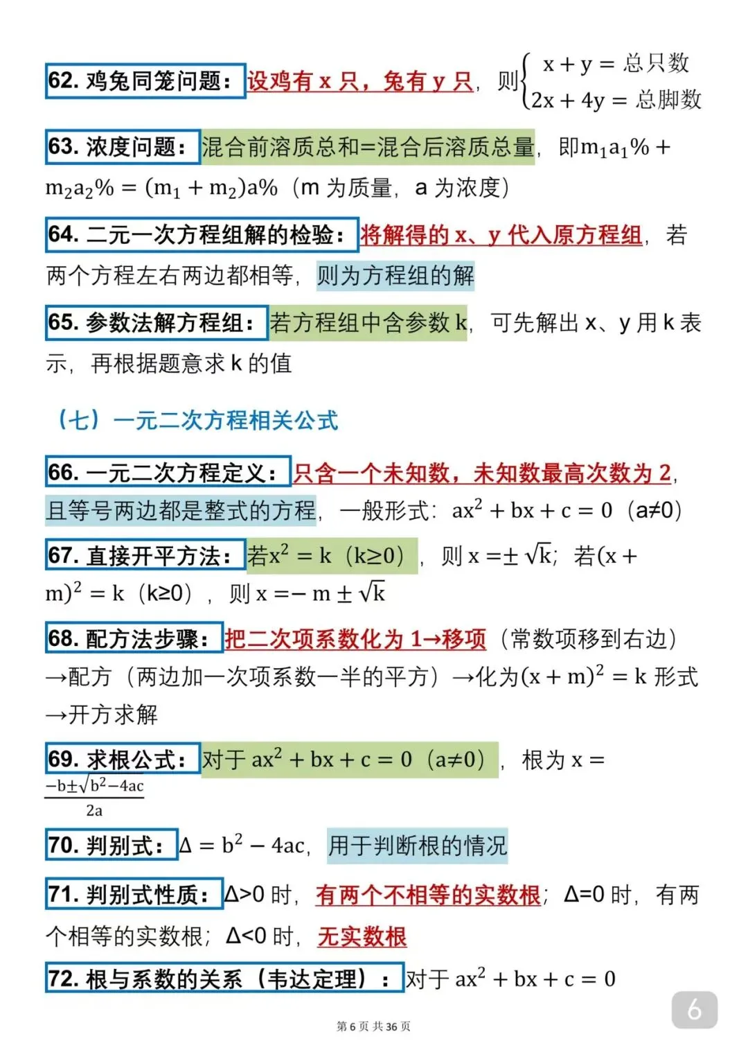 2026中考数学必背公式(可以打印出来每天早晚背诵)背下来公式再去刷题,把数学成绩提升起来 第6张