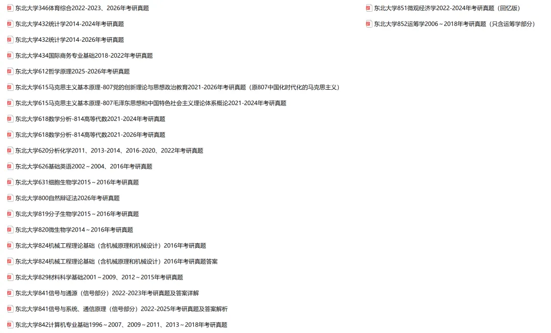 2027考研||东北大学考研专业课历年真题汇总(含2026真题+2025+2024) 第2张