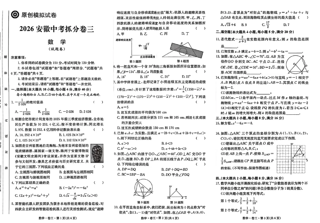 2026版安徽中考专版试卷 第12张