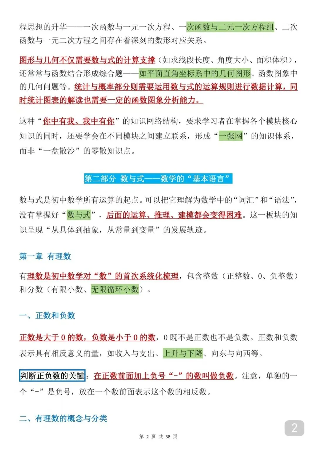 可以打印出来背诵的中考数学知识框架(每天早晚死啃)数学成绩突飞猛进 第2张