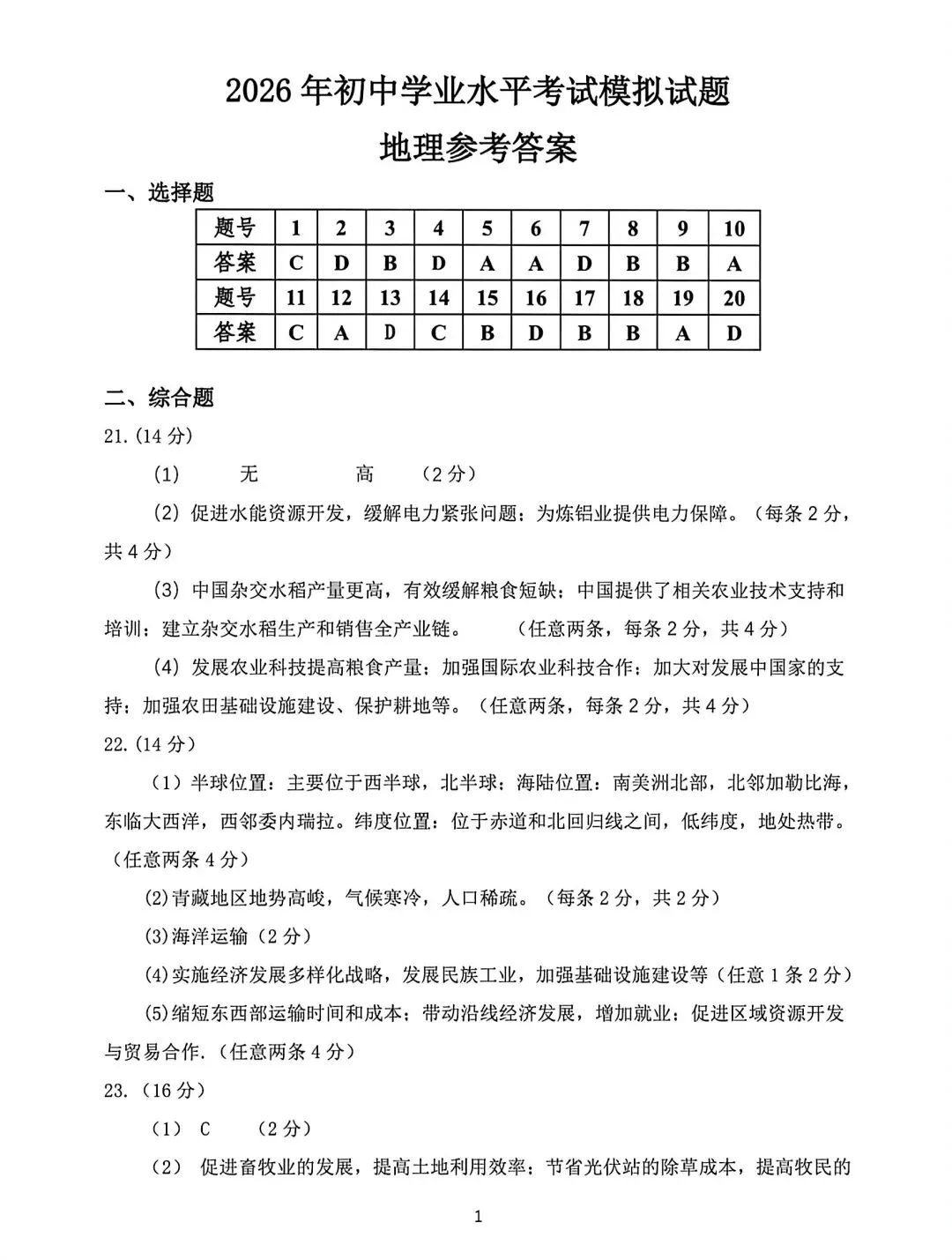 试卷资源||2026年山东临沂初中学业水平考试模拟试题地理试卷 第9张