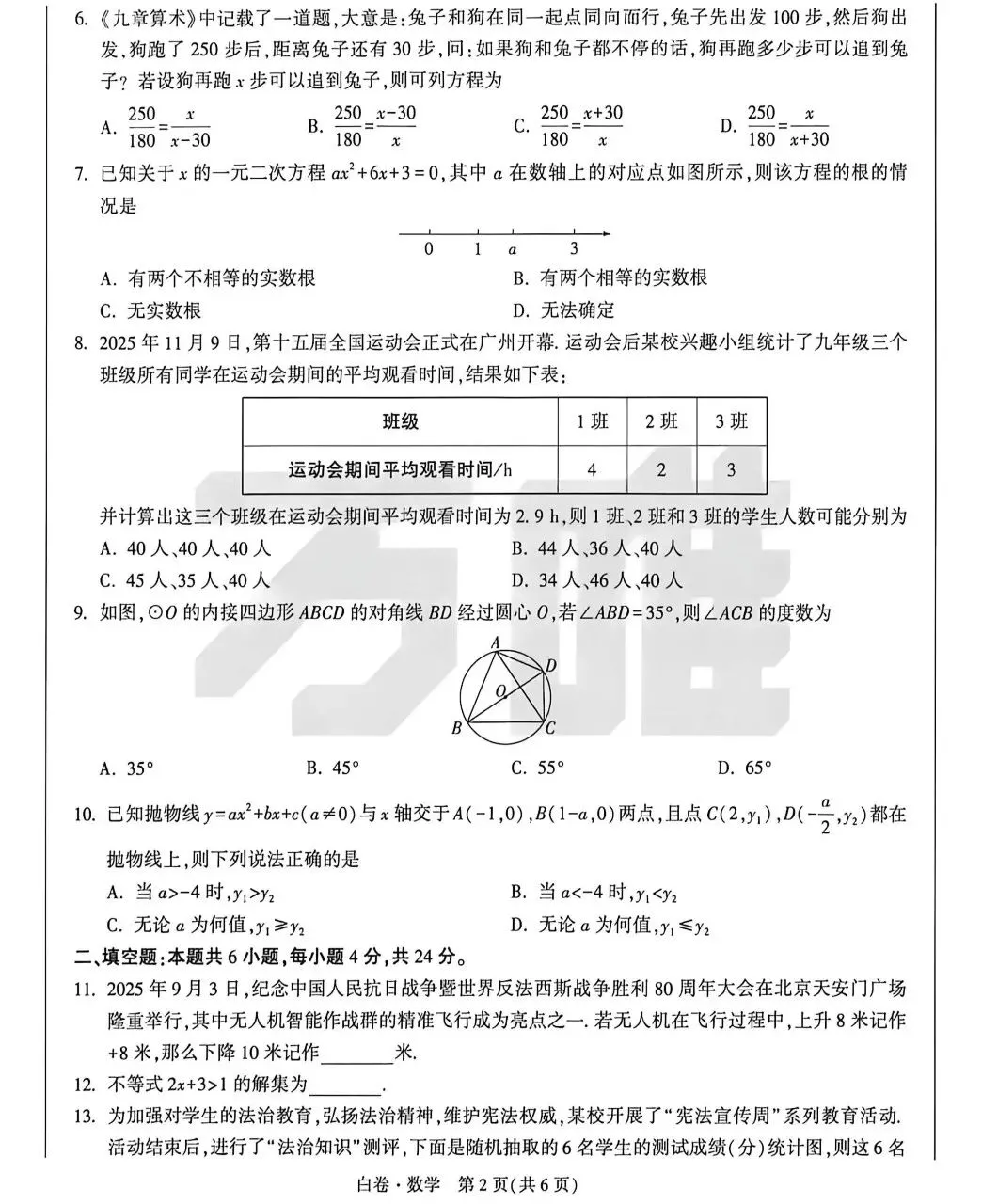 2026福建省中考模拟卷(白卷) 第10张