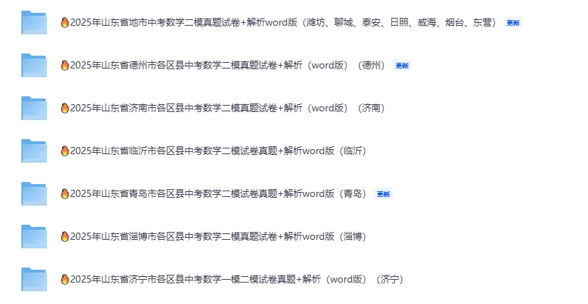 2025年山东省各地市中考数学二模真题试卷88份+,精品解析版,涵盖全省各地市,权威模拟精准备考!文末免费下载 第2张