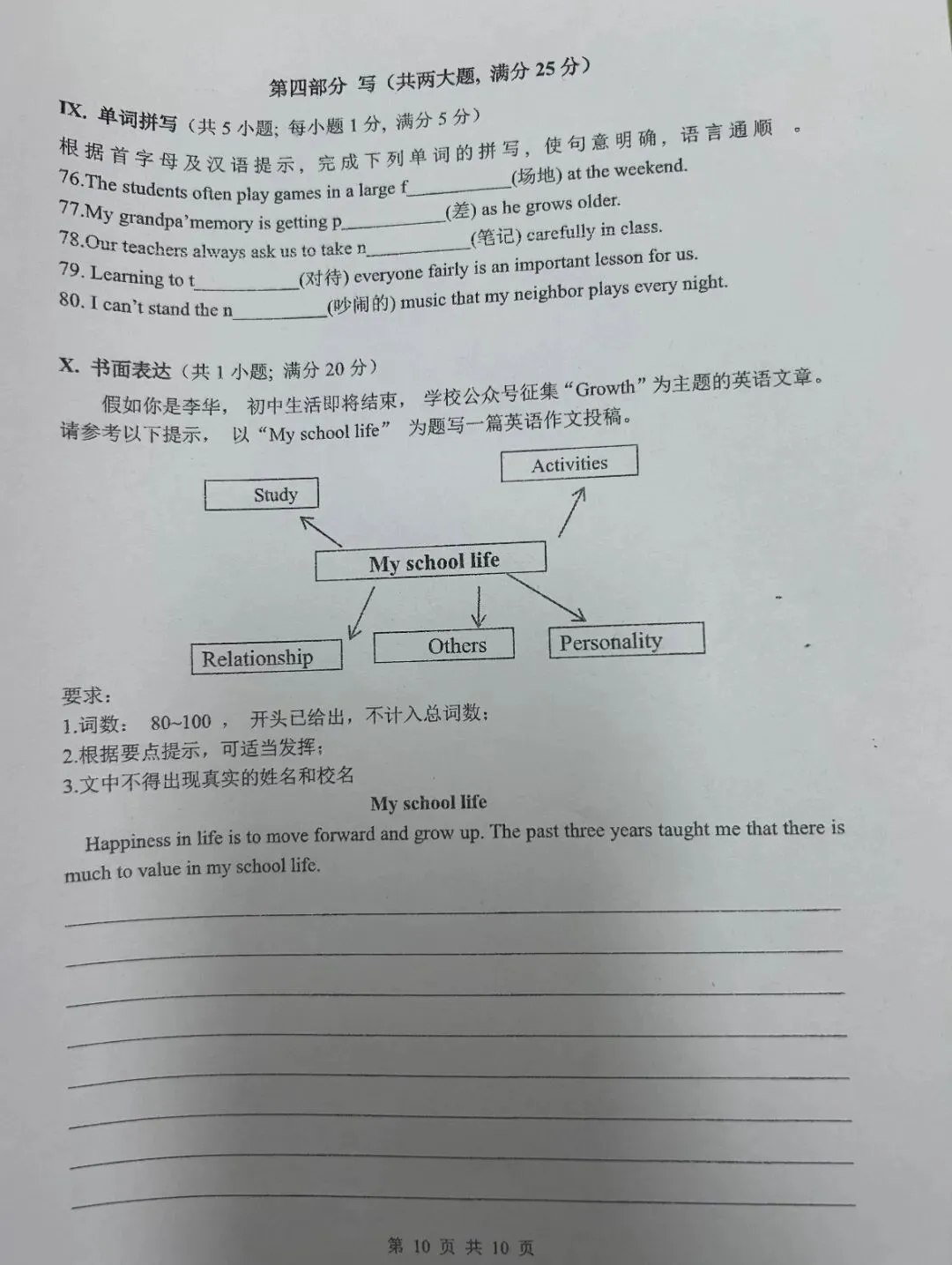 二模试卷英语 第10张