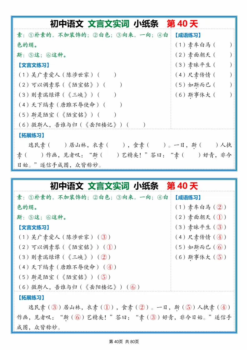 2026中考:《文言文小纸条》(80天),可下载 第41张