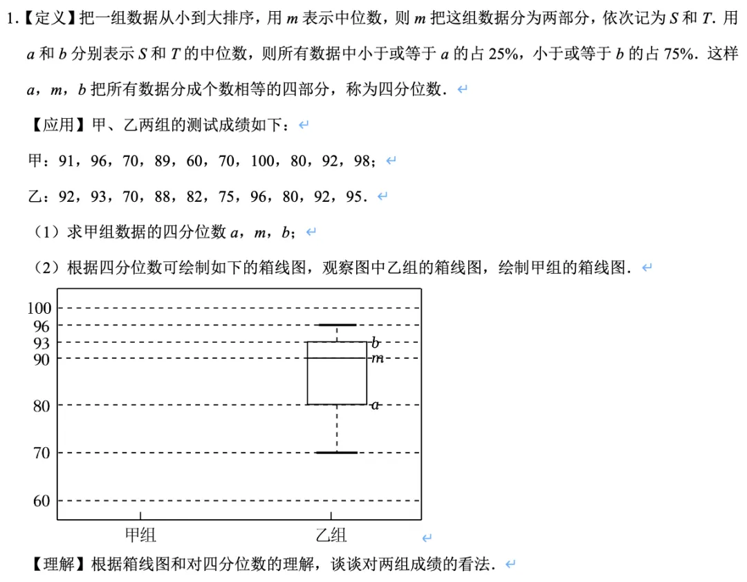 中考数学|「综合与实践」来自新教材中的素材(1)——箱线图 第4张